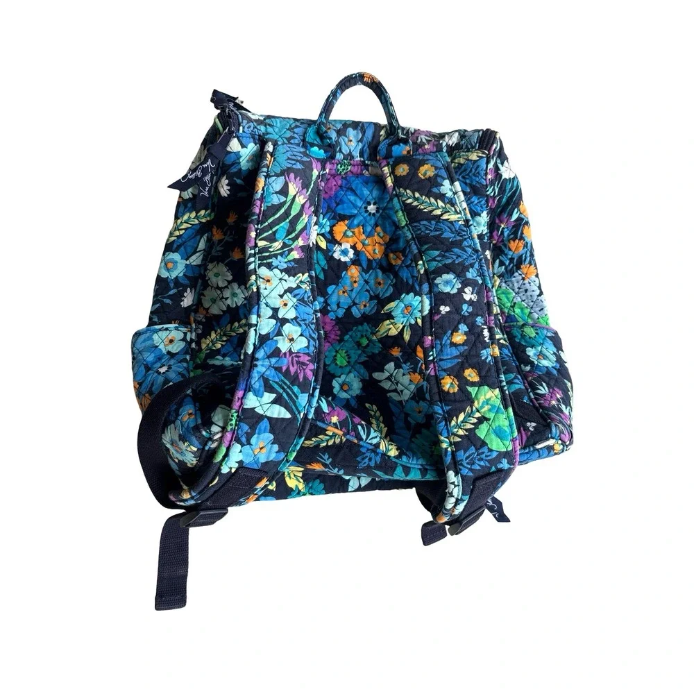 Vera Bradley Quilted Cotton Floral Backpack Blue Purple Yellow Medium Bag